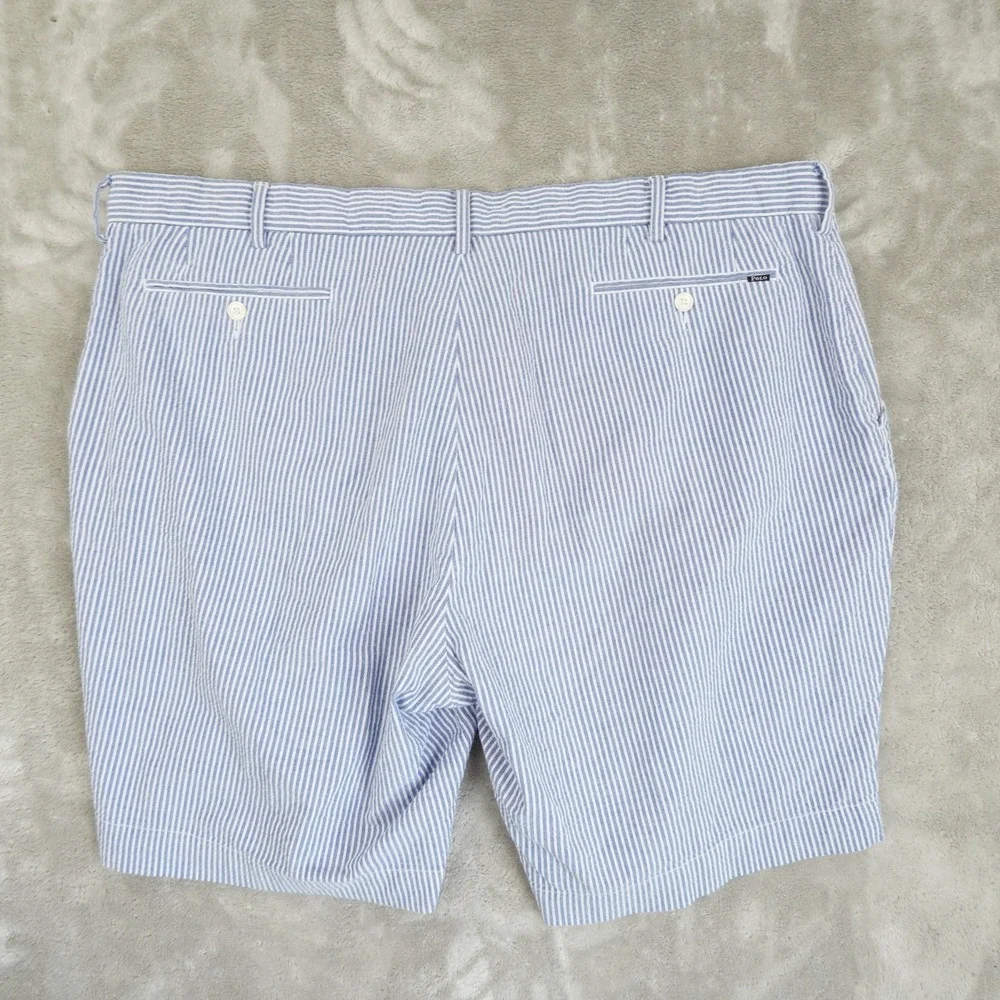 Polo Ralph Lauren Stretch Classic Fit Shorts Mens‎ 42 Blue White Seersucker Prep